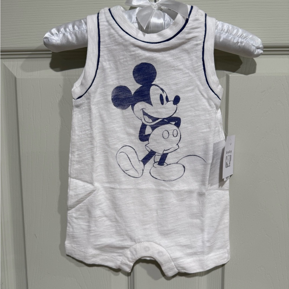 GAP White and Blue Baby Romper